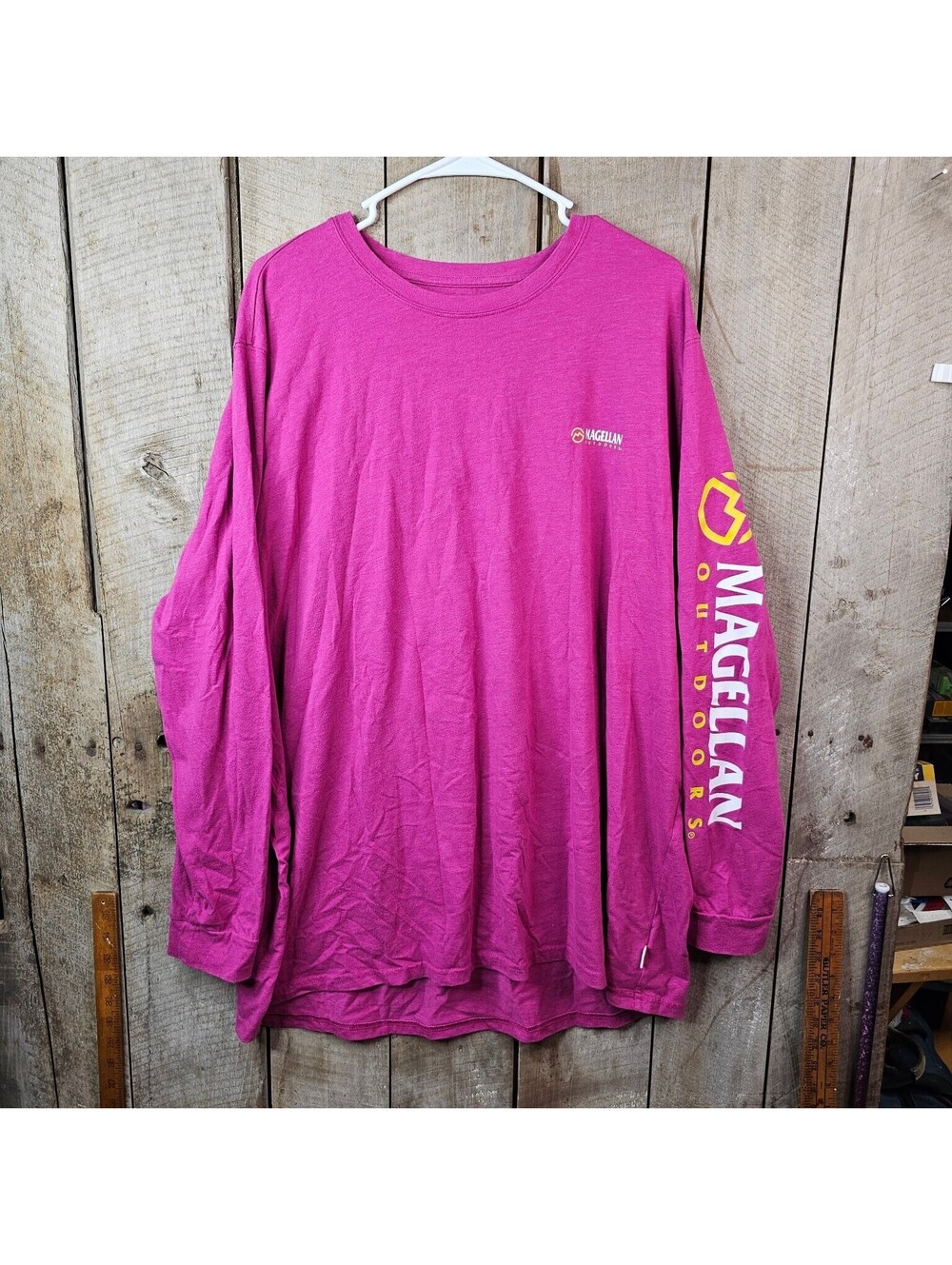 Magellan Outdoors Women's 3X Plus Magenta Boyfriend Fit Long Sleeve T-Shirt Top
